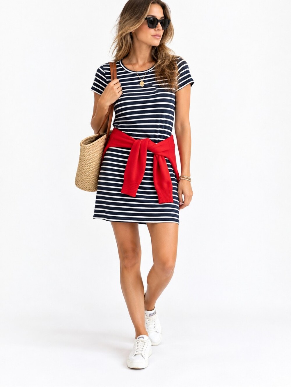 J. Crew Dress Navy and White Striped Short Sleeve Tshirt Style